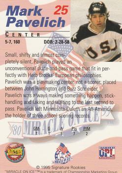 1995 Signature Rookies Miracle on Ice #25 Mark Pavelich Back