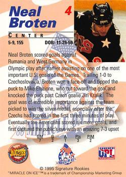 1995 Signature Rookies Miracle on Ice - Signatures #4 Neal Broten  Back