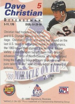 1995 Signature Rookies Miracle on Ice - Signatures #5 Dave Christian  Back
