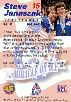 1995 Signature Rookies Miracle on Ice - Signatures #15 Steve Janaszak  Back