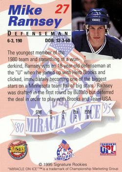 1995 Signature Rookies Miracle on Ice - Signatures #27 Mike Ramsey  Back