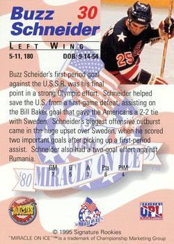 1995 Signature Rookies Miracle on Ice - Signatures #30 Buzz Schneider  Back