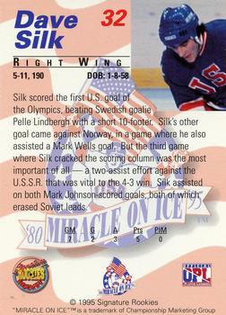 1995 Signature Rookies Miracle on Ice - Signatures #32 Dave Silk  Back