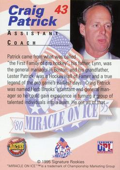 1995 Signature Rookies Miracle on Ice - Signatures #43 Craig Patrick Back