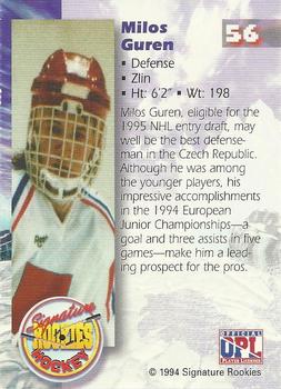 1994-95 Signature Rookies - Authentic Signatures #56 Milos Guren Back