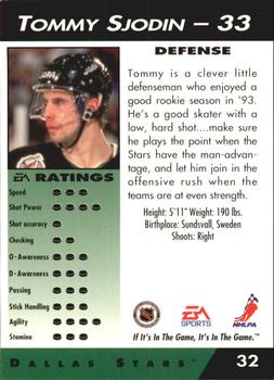 1994 EA Sports NHL '94 #32 Tommy Sjodin Back