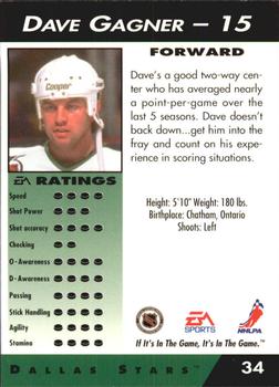 1994 EA Sports NHL '94 #34 Dave Gagner Back
