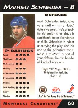 1994 EA Sports NHL '94 #68 Mathieu Schneider Back