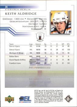 2001-02 Upper Deck DEL (German) #31 Keith Aldridge Back
