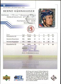 2001-02 Upper Deck DEL (German) #52 Bernd Kuhnhauser Back