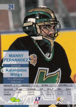 1995 Classic Images #24 Manny Fernandez Back