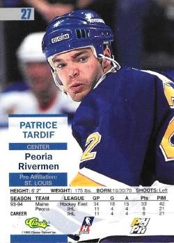 1995 Classic Images #27 Patrice Tardif Back