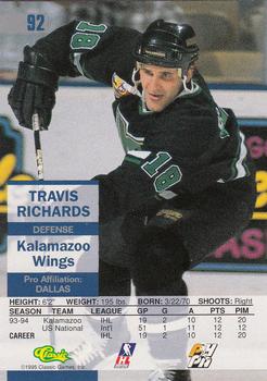 1995 Classic Images #92 Travis Richards Back
