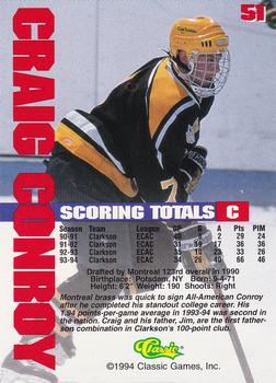 1994-95 Classic #51 Craig Conroy Back