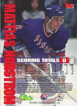 1994-95 Classic #96 Mattias Norstrom Back
