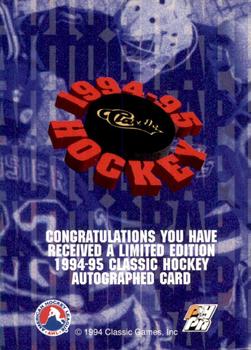 1994-95 Classic - Autographs #NNO Barry Richter Back