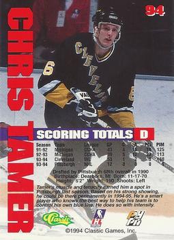 1994-95 Classic - Gold #94 Chris Tamer  Back