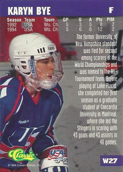 1994-95 Classic - Women of Hockey #W27 Karyn Bye Back