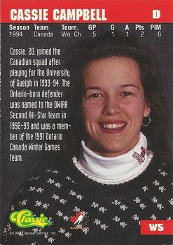 1994-95 Classic - Women of Hockey #W5 Cassie Campbell Back
