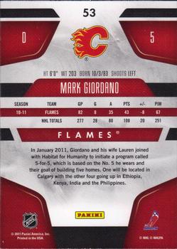 2011-12 Panini Certified #53 Mark Giordano Back