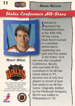 1992-93 Upper Deck All-Star Locker Series #11 Mark Recchi Back