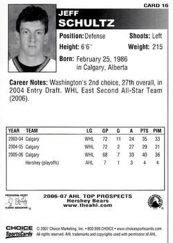 2006-07 Choice AHL Top Prospects #16 Jeff Schultz Back
