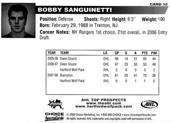 2008-09 Choice AHL Top Prospects #12 Bobby Sanguinetti Back