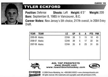 2008-09 Choice AHL Top Prospects #19 Tyler Eckford Back