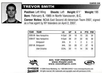 2008-09 Choice AHL Top Prospects #4 Trevor Smith Back