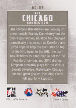 2010-11 In The Game Between The Pipes - Deep In The Crease #DC-07 Corey Crawford / Marty Turco / Alec Richards / Kent Simpson  Back