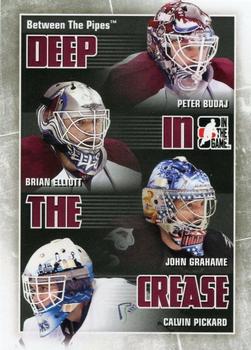 2010-11 In The Game Between The Pipes - Deep In The Crease #DC-08 Peter Budaj / Brian Elliott / John Grahame / Calvin Pickard  Front