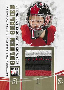 2010-11 In The Game Between The Pipes - Golden Goalies Jerseys Gold #GG-28 Dustin Tokarski Front