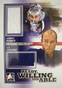 2010-11 In The Game Between The Pipes - Ready Willing and Able Jerseys Black #RWA-08 Jean-Sebastien Giguere / James Reimer  Front