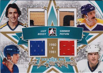 2010-11 In The Game Decades 1980s - All-Stars Jerseys Gold #AS-02 Mike Liut / Charlie Simmer / Mike Bossy / Denis Potvin  Front