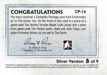 2010-11 In The Game Enshrined - Complete Package Silver #CP14 Tim Horton  Back
