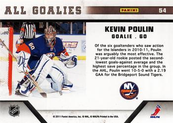 2010-11 Panini All Goalies - Up Close #54 Kevin Poulin Back