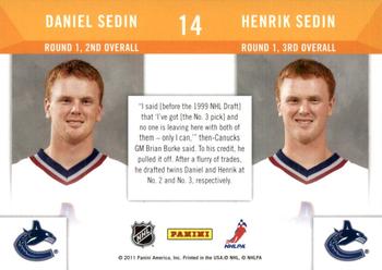 2010-11 Playoff Contenders - Draft Tandems #14 Henrik Sedin / Daniel Sedin  Back
