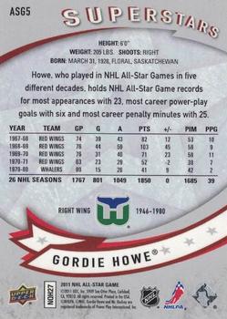 2010-11 Upper Deck - All-Star Game #ASG5 Gordie Howe  Back