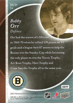 2011 Upper Deck National Hockey Card Day #HCD14 Bobby Orr  Back
