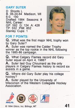 1994 Hockey Wit #41 Gary Suter Back