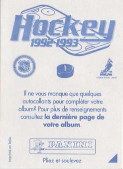 1992-93 Panini Hockey Stickers (French) #1 Stanley Cup  Back