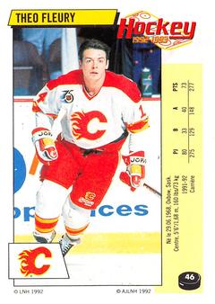 1992-93 Panini Hockey Stickers (French) #46 Theo Fleury  Front
