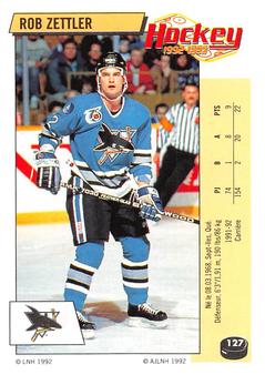 1992-93 Panini Hockey Stickers (French) #127 Rob Zettler  Front