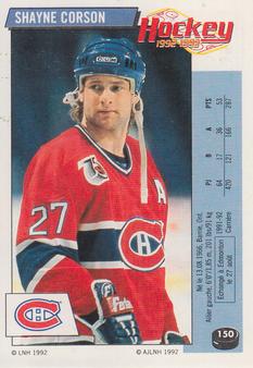 1992-93 Panini Hockey Stickers (French) #150 Shayne Corson  Front