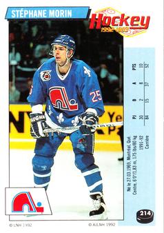 1992-93 Panini Hockey Stickers (French) #214 Stephane Morin  Front