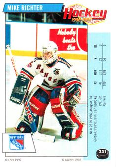 1992-93 Panini Hockey Stickers (French) #231 Mike Richter  Front