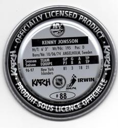 1997-98 Katch/Irwin Medallions - Fabrique Au Canada Silver #88 Kenny Jonsson  Back