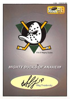 1995-96 Bashan Imperial Super Stickers #1 Anaheim Mighty Ducks / Oleg Tverdovsky Front