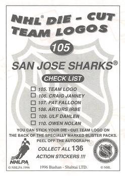 1995-96 Bashan Imperial Super Stickers #105 San Jose Sharks / Craig Janney Back