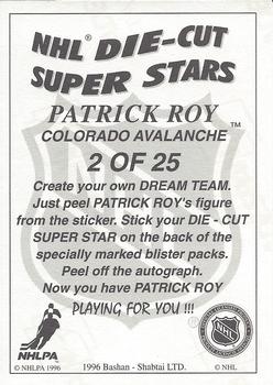 1995-96 Bashan Imperial Super Stickers - Die Cut #2 Patrick Roy Back